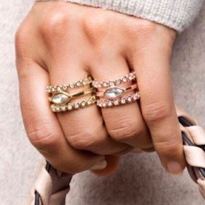 NEW Luv Aj Marquise Faux Diamond Disc Ring - Rose